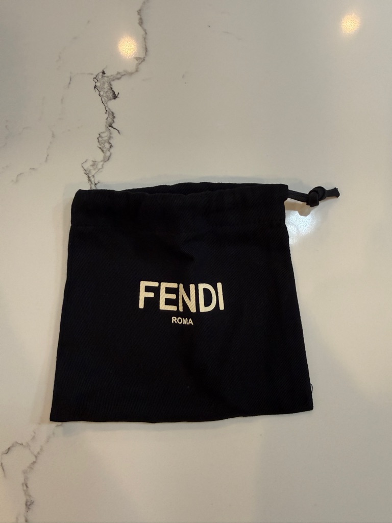 Fendi Black Drawstring Pouch With White Logo 20$
